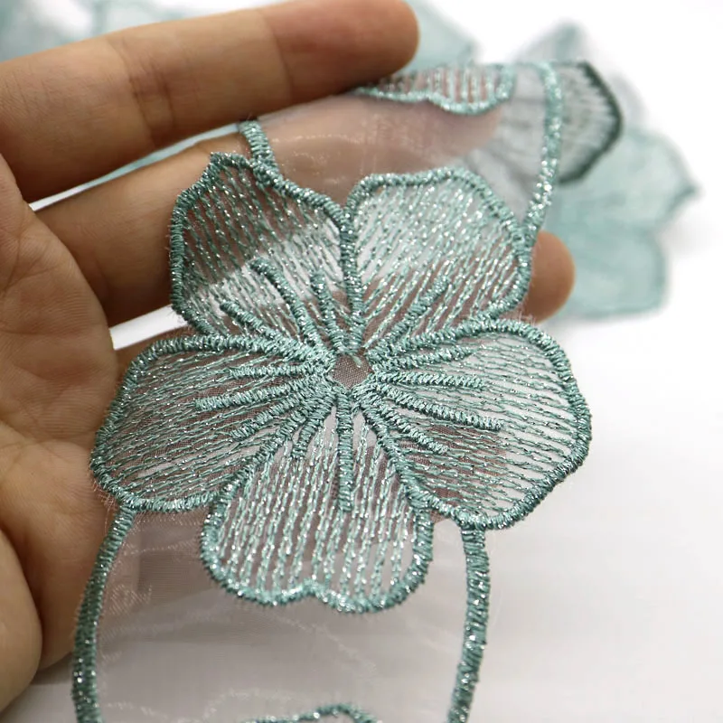 1 ярд Водорастворимая Вышивка Цветочная кружевная отделка нашивки для одежды