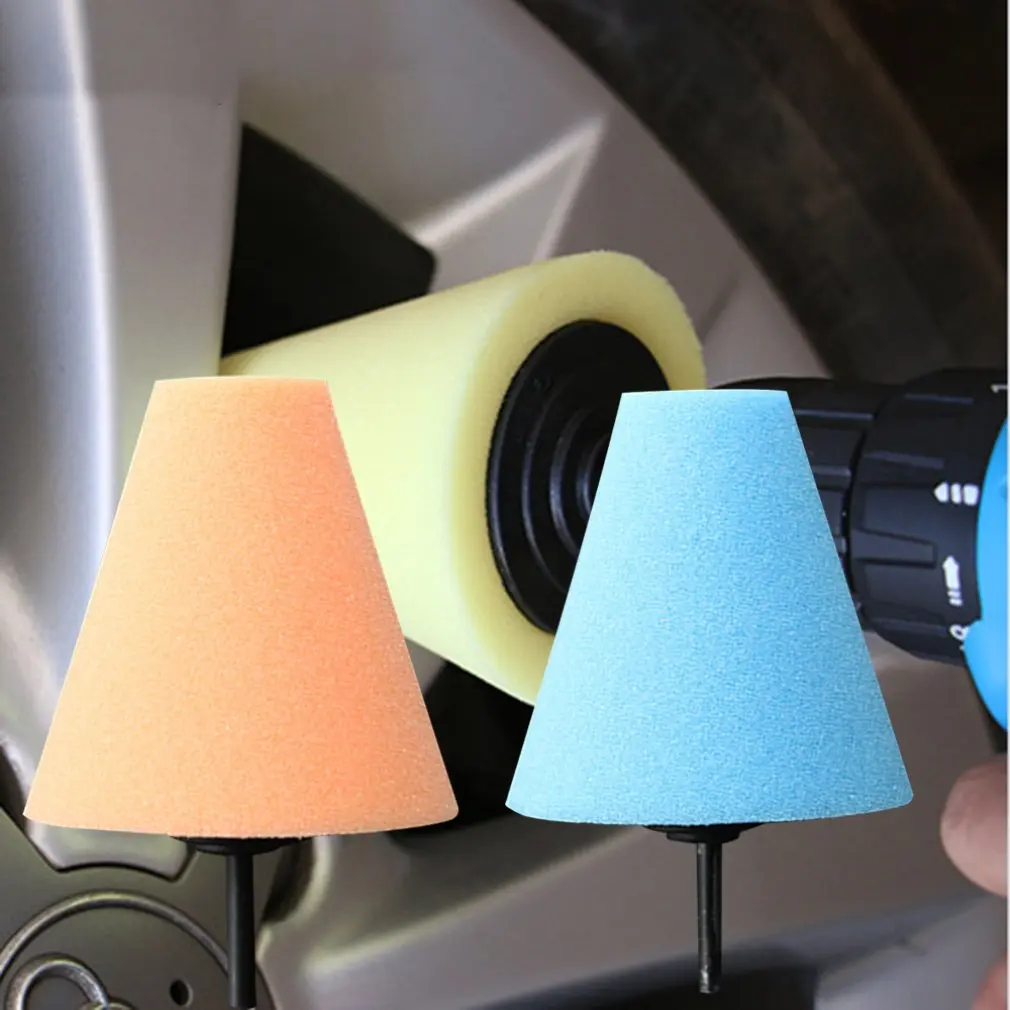 Automotive Foam Sponge Polishing Cone Shaped Buffing Pads For Car Wheel Hub Care Burnishing Metal Pad Soft Type Drop Shipping |