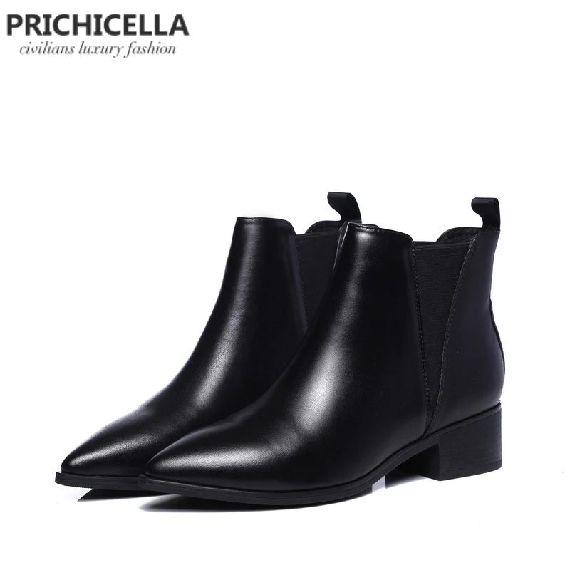Женские ботинки челси с острым носком PRICHICELLA недорогие зимние мотоциклетные