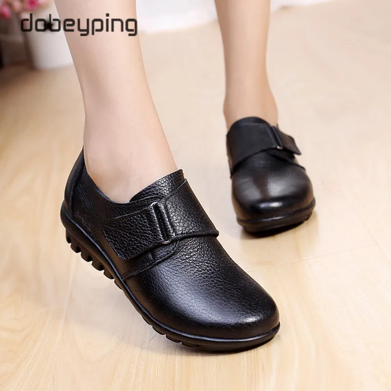 Женские повседневные туфли из натуральной кожи на плоской подошве с пряжкой