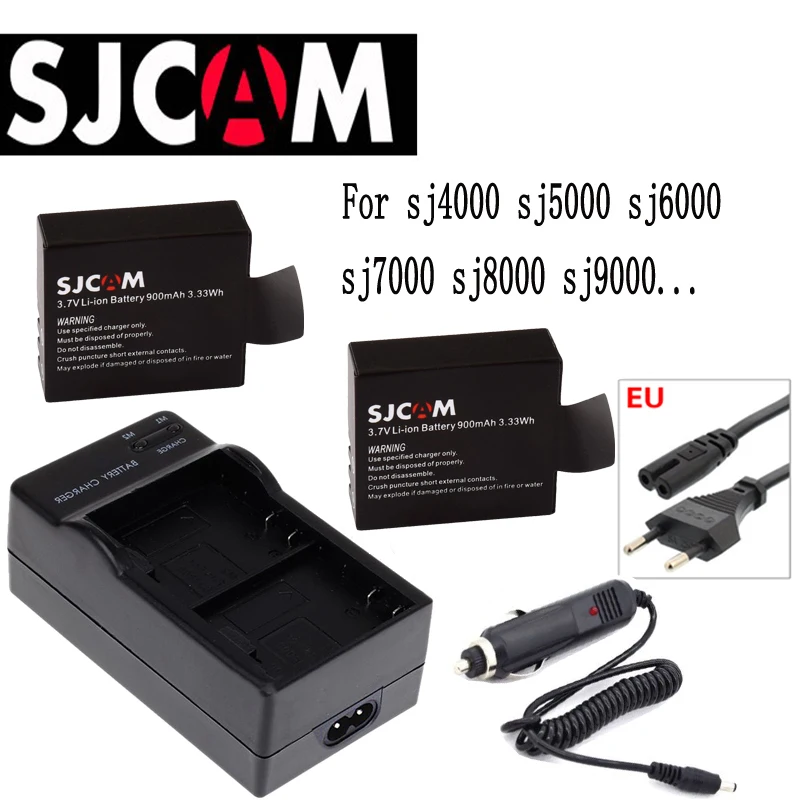 Аккумулятор SJ9000 2 шт. аккумулятор sj4000 3 7 в 900 мАч 5000 Вт/ч + зарядное устройство для