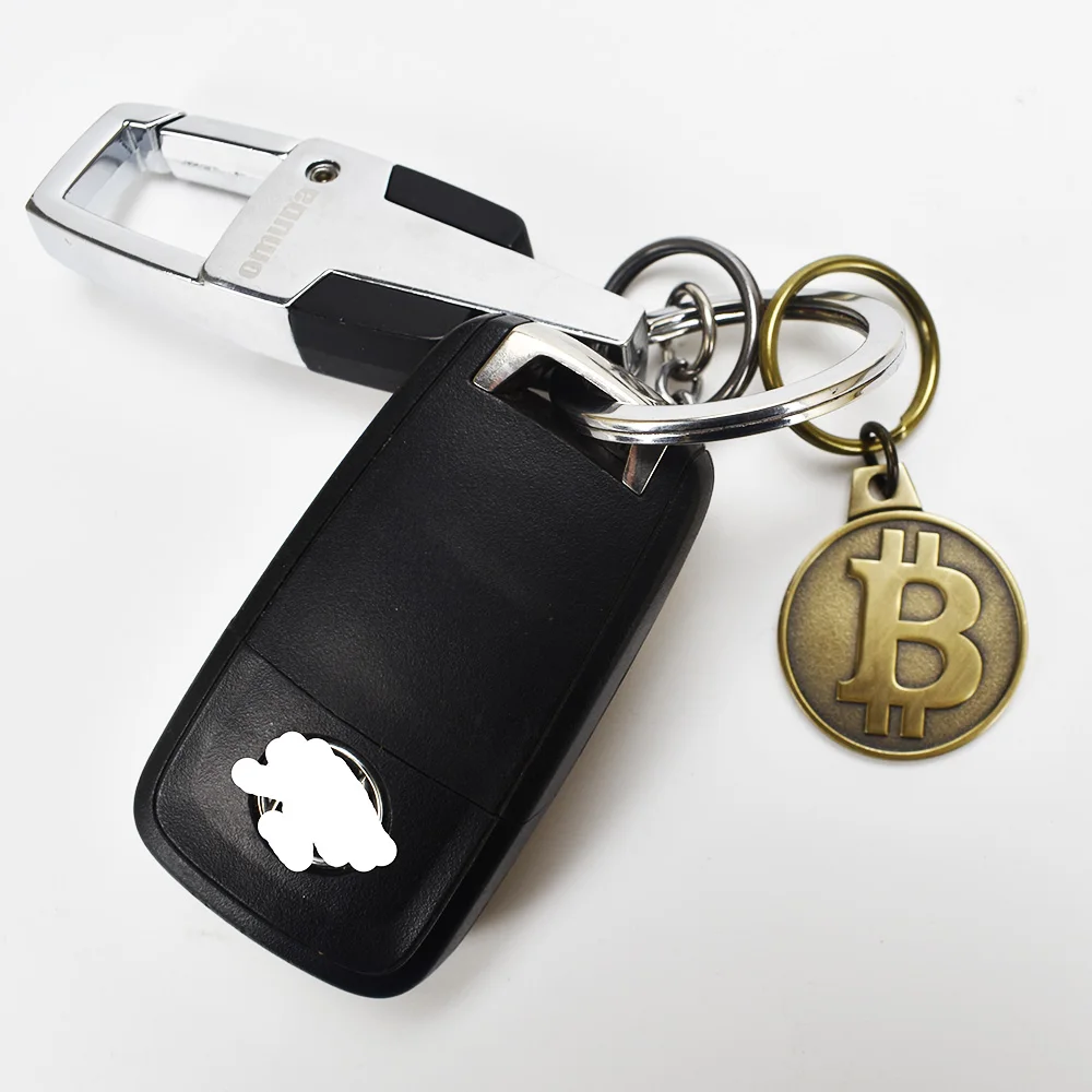 2 цвета античный латунный и позолоченный 25 мм Биткоин монета брелок Бит