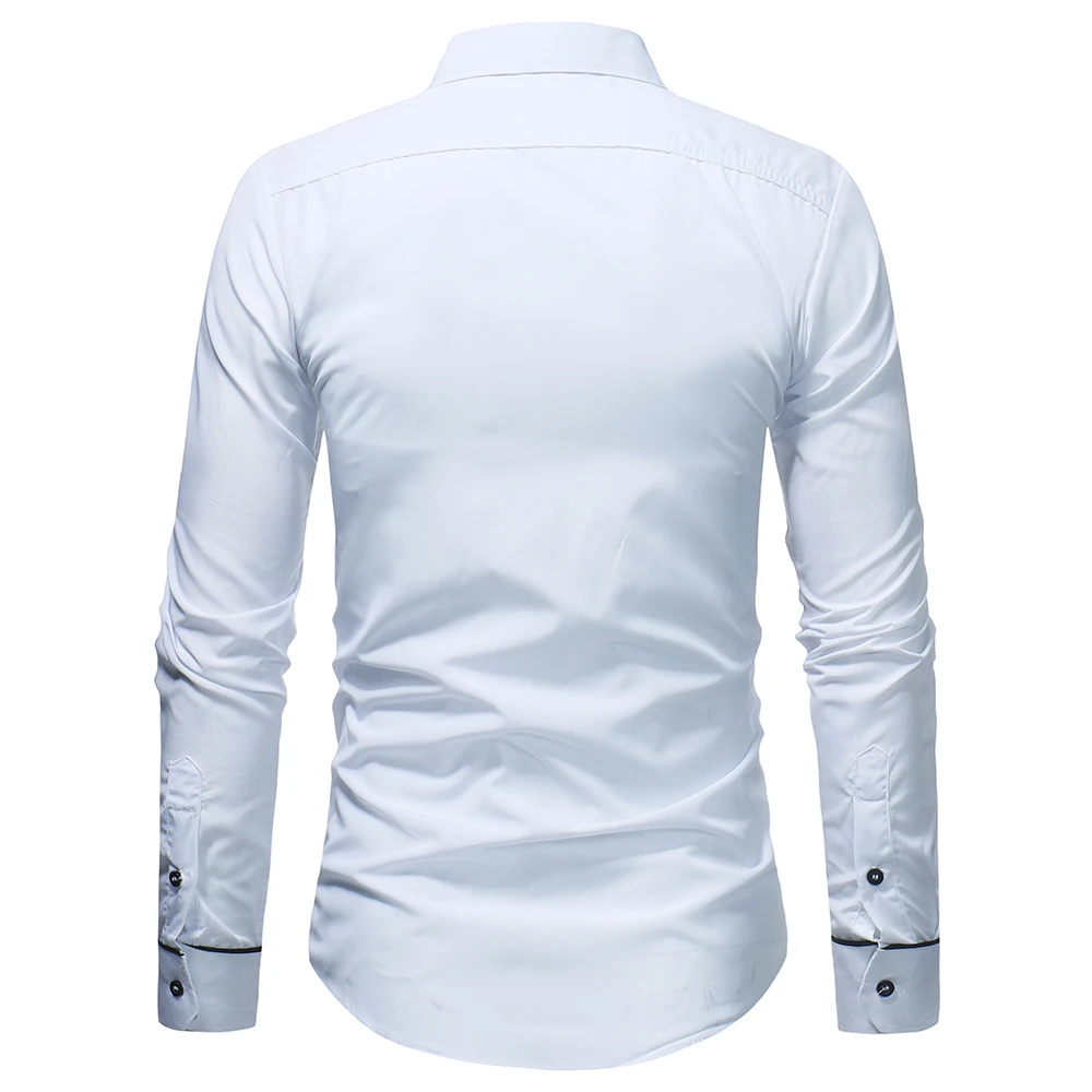 Camisa Masculina Новая модная брендовая мужская рубашка Однотонная с длинным рукавом
