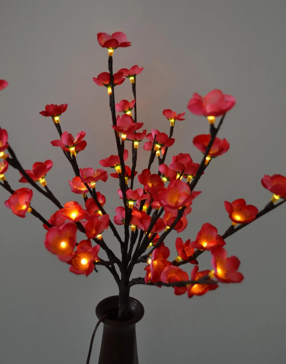 Рождественское украшение ветка цветущей сливы 20 дюймов 60 светодиодов