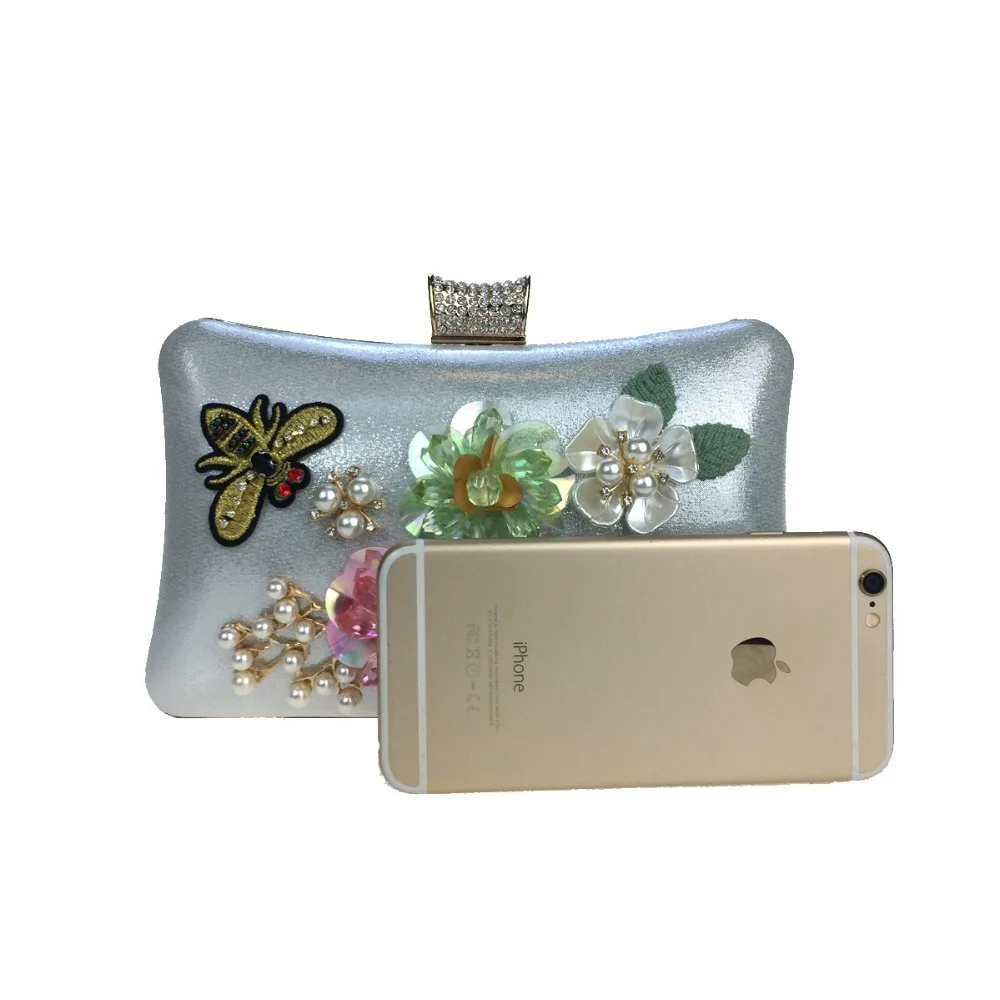 Женская вечерняя сумка из искусственной кожи блестящая бусина с жемчугом|women evening