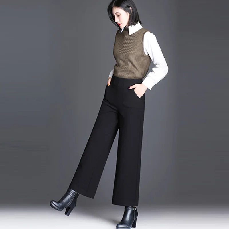 Женские бархатные длинные брюки Wmswjh 2019 осенне зимние повседневные теплые