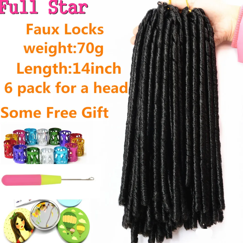 Мягкие Faux locs 1" 70 г ямайские вязанные крючком косы волосы полная звезда наращивание волос коричневый Омбре черные синтетические волосы 1 упаковка для женщин