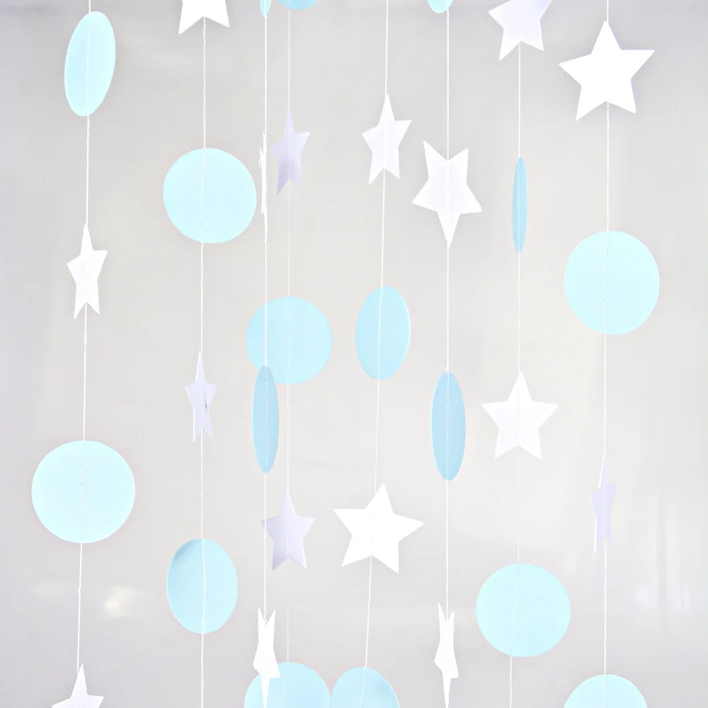 blue R white S Вечерние украшения, 2 м* 5 см, гирлянда со звездами, Розовая Круглая Бумажная гирлянда, украшения для дня рождения, свадебные Висячие гирлянды - Цвет: blue R white S