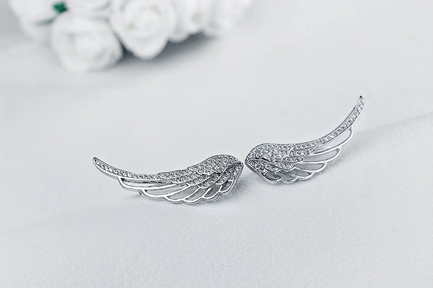 Chicinside Angel Wings Уха Манжеты Пен CZ Кристалл Крюк Серьги Серебряные Тона|angel wing ear cuff|wing
