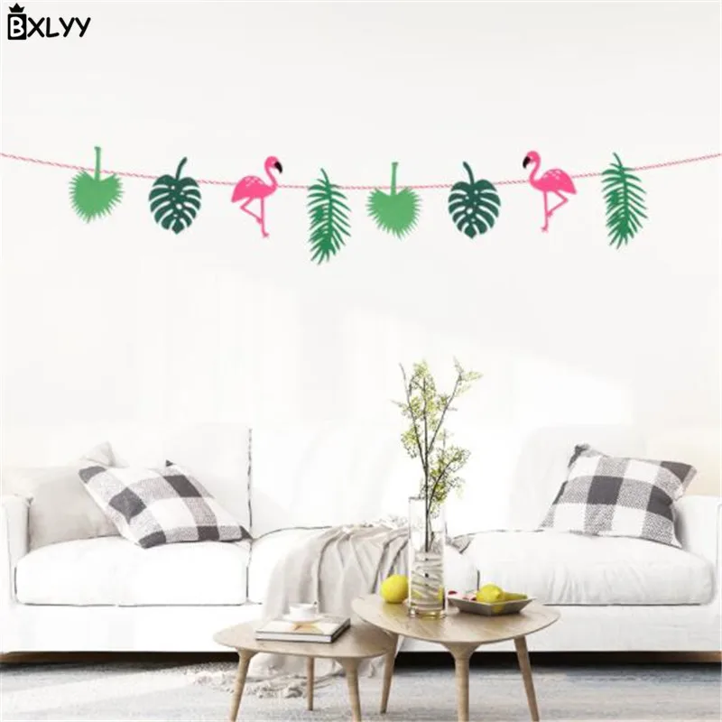 BXLYY Hot Flamingo Party Decoration Happy Birthday Banner Pull Flag Wreath Hawaiian Supplies New Year Home Decoration.7z | Дом и сад