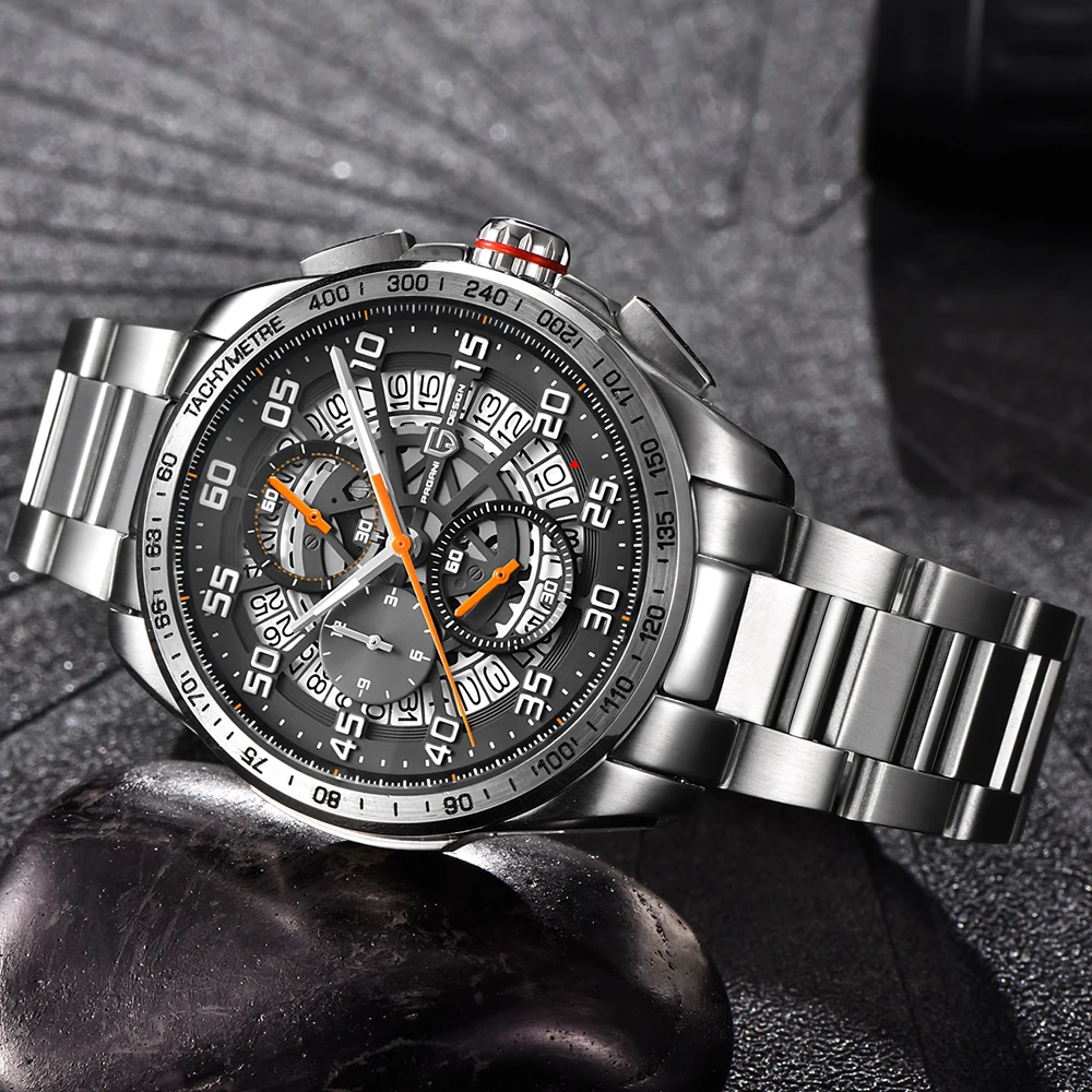 Pagani Модные полые циферблаты мужские часы люксовый бренд стальные Relogio Masculino