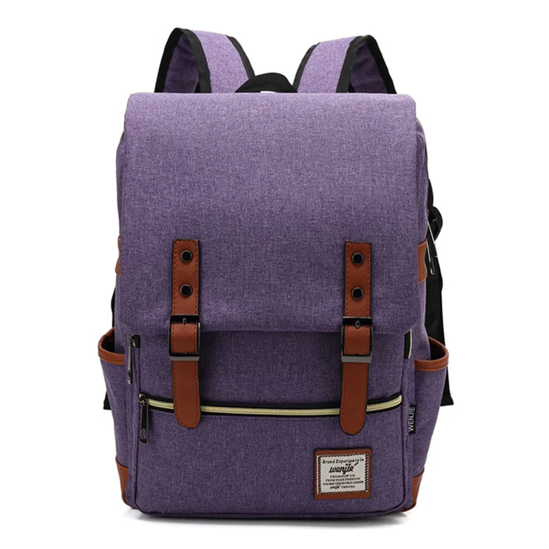 New Hot Leather Belt Anti Theft Boy Girl Student School Bag Teenagers Schoolbags Canvas Women Bagpack Men Backpack Travel Bag - Цвет: 02