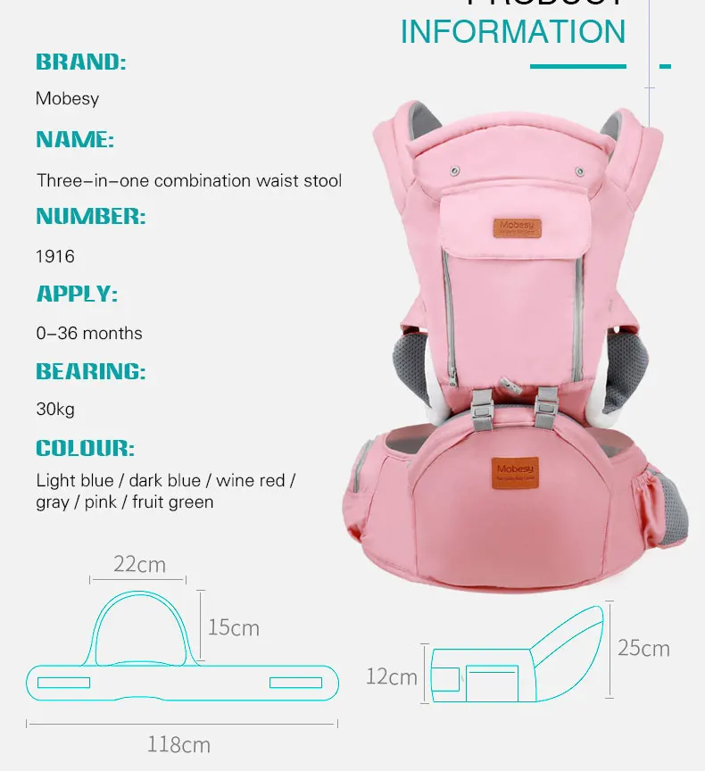 Эргономичная Сумка-кенгуру для младенцев, Детская сумка-кенгуру для путешествий 0-18 месяцев
