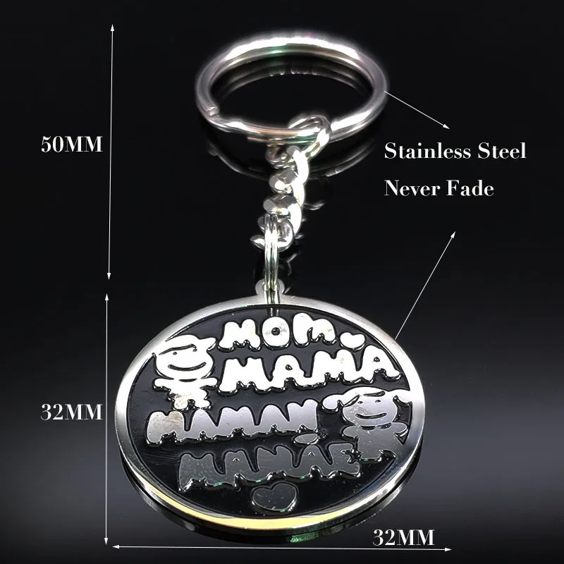 

Fashion Mom Stainless Steel Keychains for Women Silver Color Bag Charm Kid Jewelry porte clef K774S01