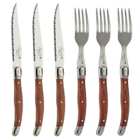 6pcs laguiole steak knives fork wood cutlery japanese dinner knife and forks stainless steel wooden dinnerware tableware 8 7