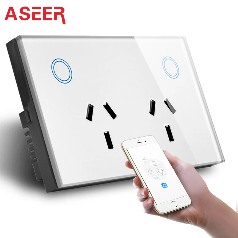 Купи ASEER, AU Plug WIFI Smart Socket SAA certified 10A, 110-240V Phone Timing, Current Monitoring, Support Alexa/Google Voice Control за 1,583 рублей в магазине AliExpress