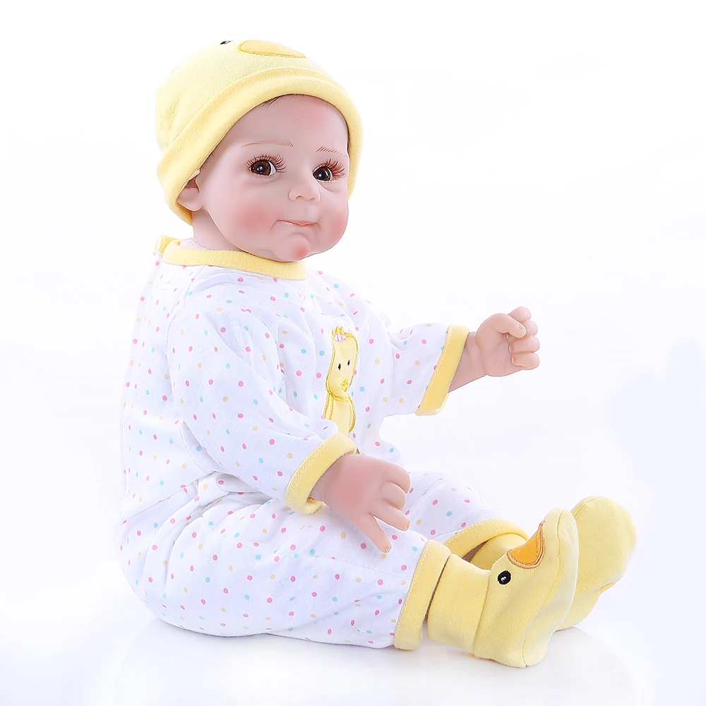 Кукла младенец NPK52CM Реалистичная кукла в желтом утином платье комплект мягкого