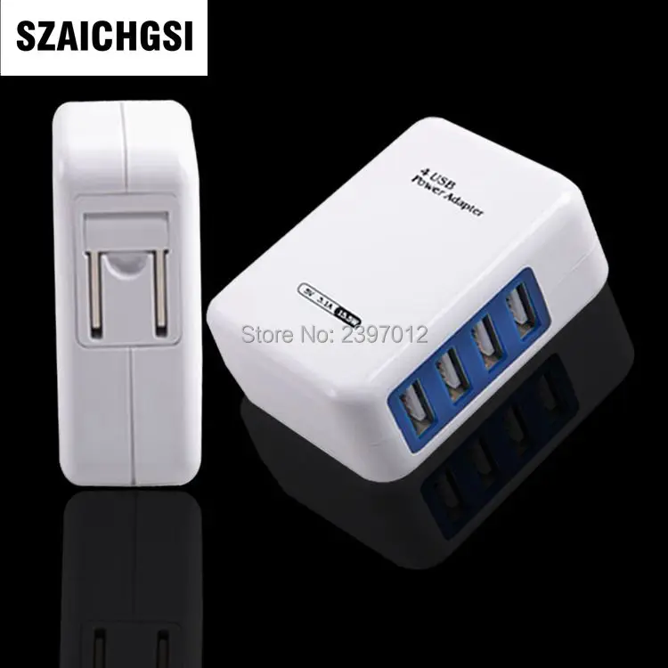 Зарядное устройство SZAICHGSI с 4 USB портами и Micro адаптером дорожное настенное