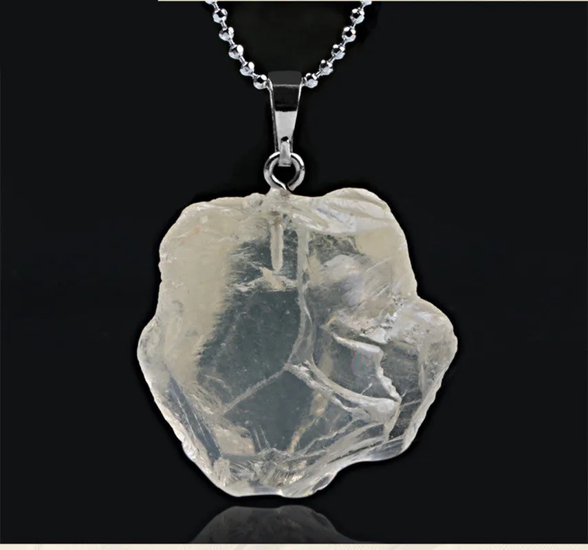 Healing Irregular White Yellow Purple Pink Quartz Pendant Natural Gem Stones Clear Crystal Necklaces Pendants necklace | Украшения и