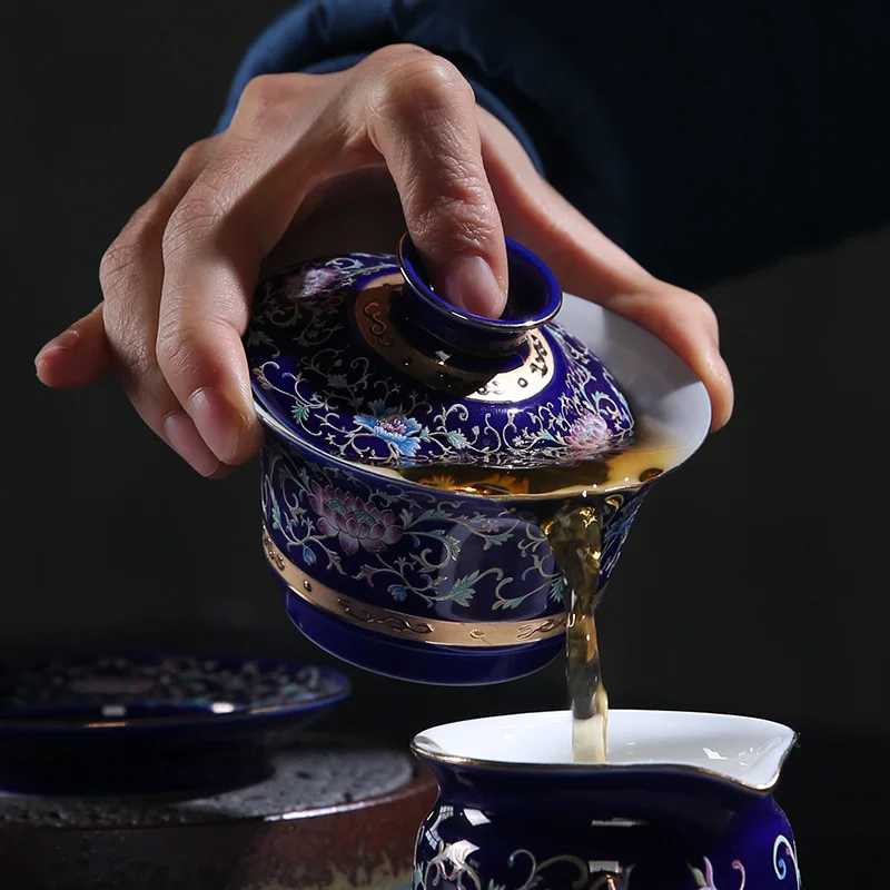 150 мл Цзиндэчжэнь ручная роспись Золотой креативный Gaiwan керамический фарфоровый