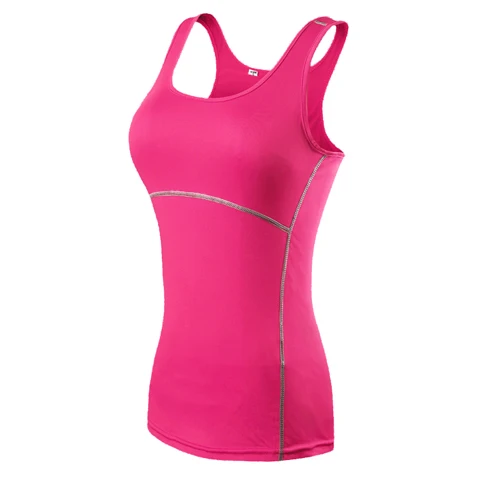 Hot pink Майка для фитнеса спортивная женская спортивная футболка майка женская топ женский спортивный топ спорт футболка женская для фитнеса топ для йоги майки спортивные женские - Цвет: Hot pink