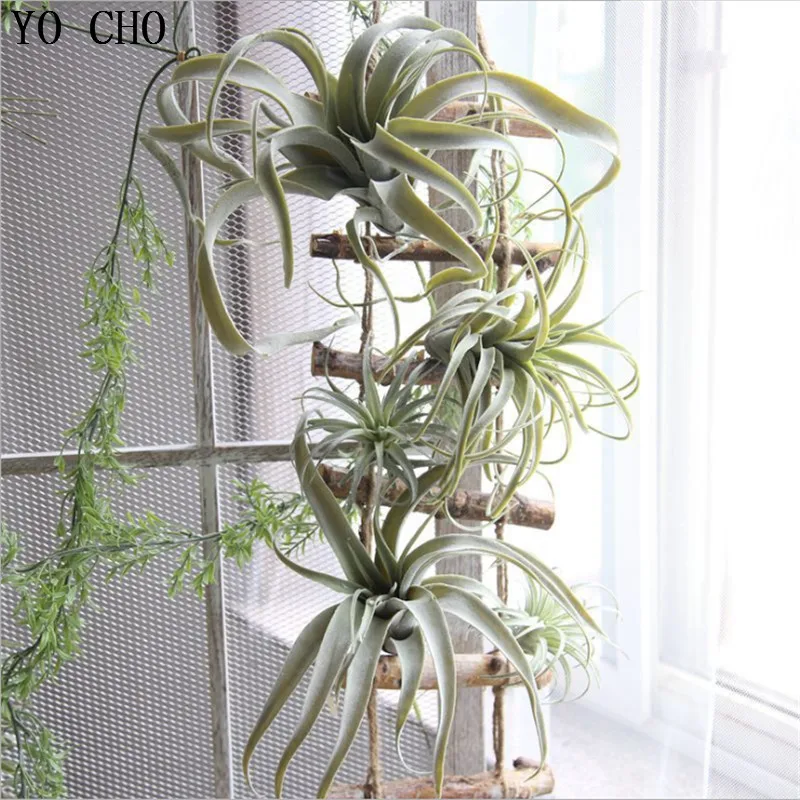 

YO CHO 1PC Artificial Succulents Plants Air Pineapple Grass Vine Hanging Leaves Rattan Fake Flower Garden Home Decoration DIY