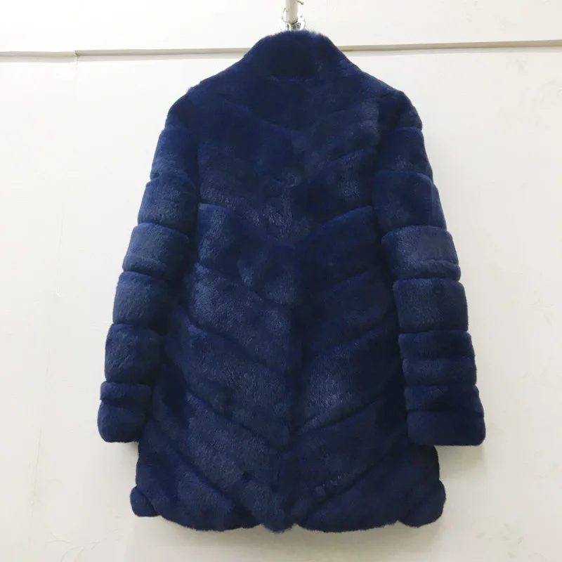2021 Лидер продаж натуральный с мехом кролика Женские настоящие кожаные пальто