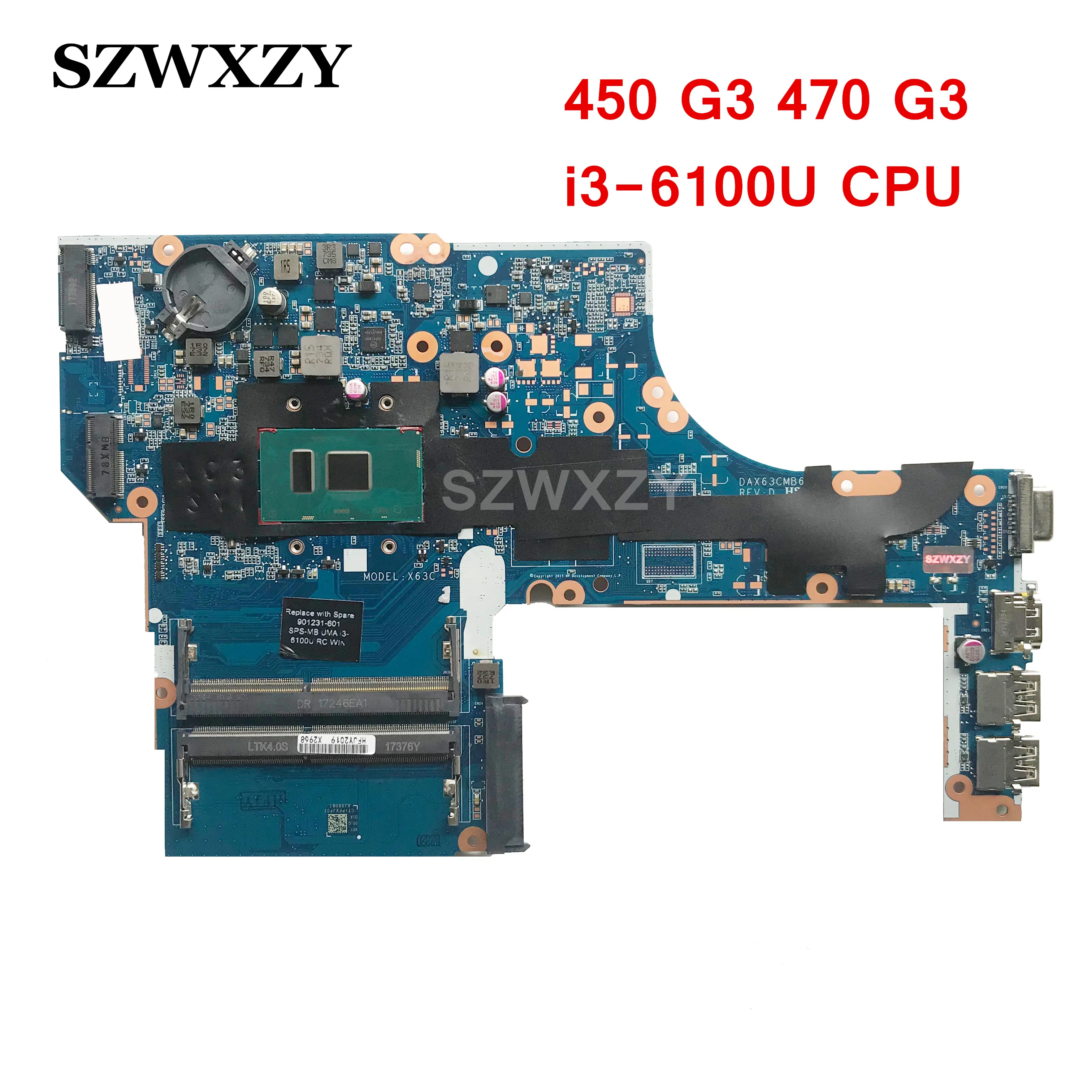 DAX63CMB6C0 для hp Probook 450 G3 ноутбук материнской платы с SR2EU i3-6100U Integrated Графика Протестированы