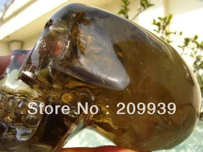 huij 00261 Natural Smoke Quartz crystal Carved Skeleton Healing SKUll Special discount 40% |