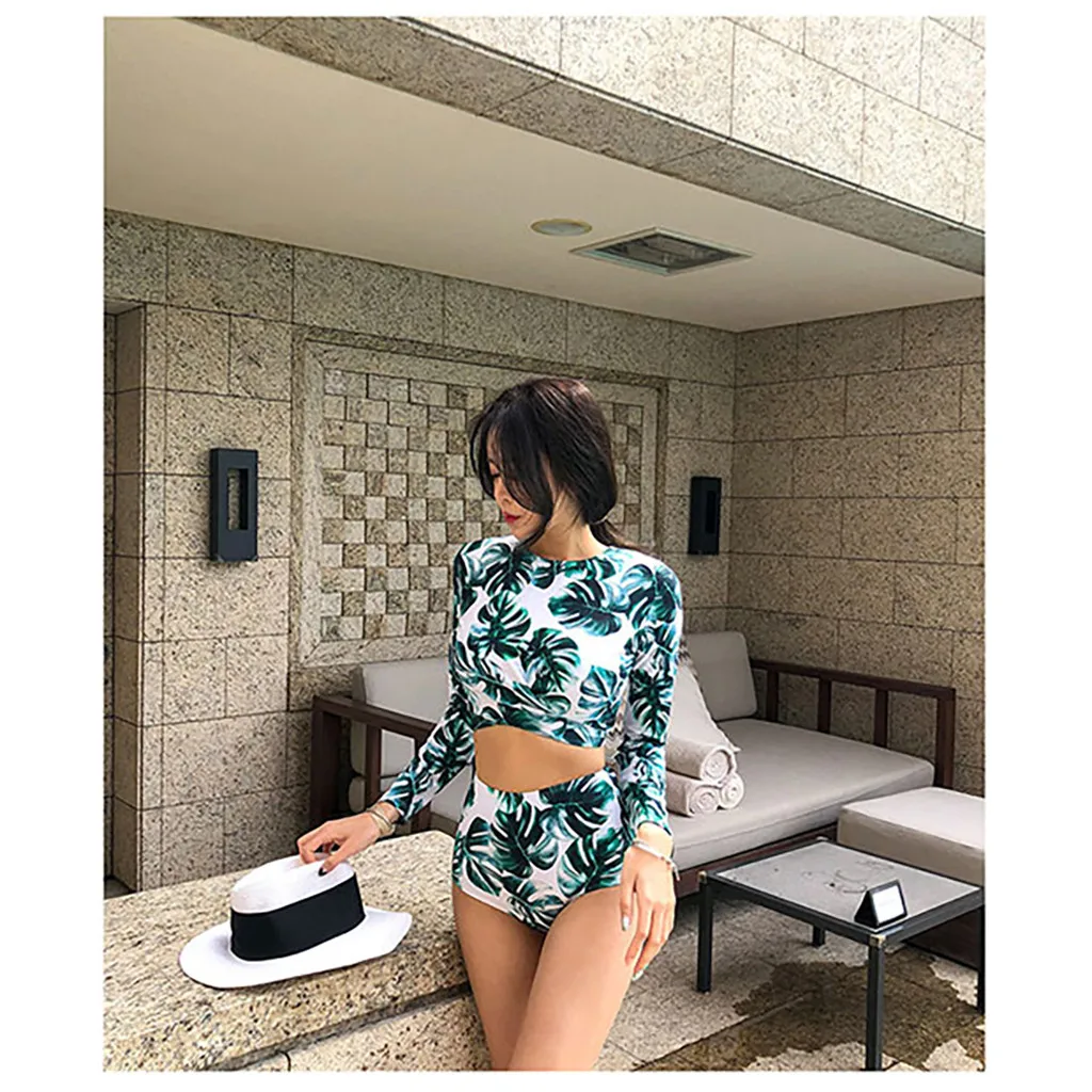 Женский костюм для серфинга Maillot de bain короткий топ с длинным рукавом + шорты