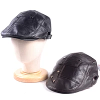 mens real leather casquette peaked cap beret newsboy jazznavyarmy capshats