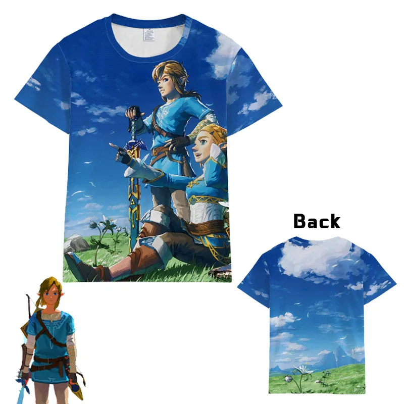 Японская аниме легенда о Зельде: дышащая футболка для мужчин и женщин с коротким