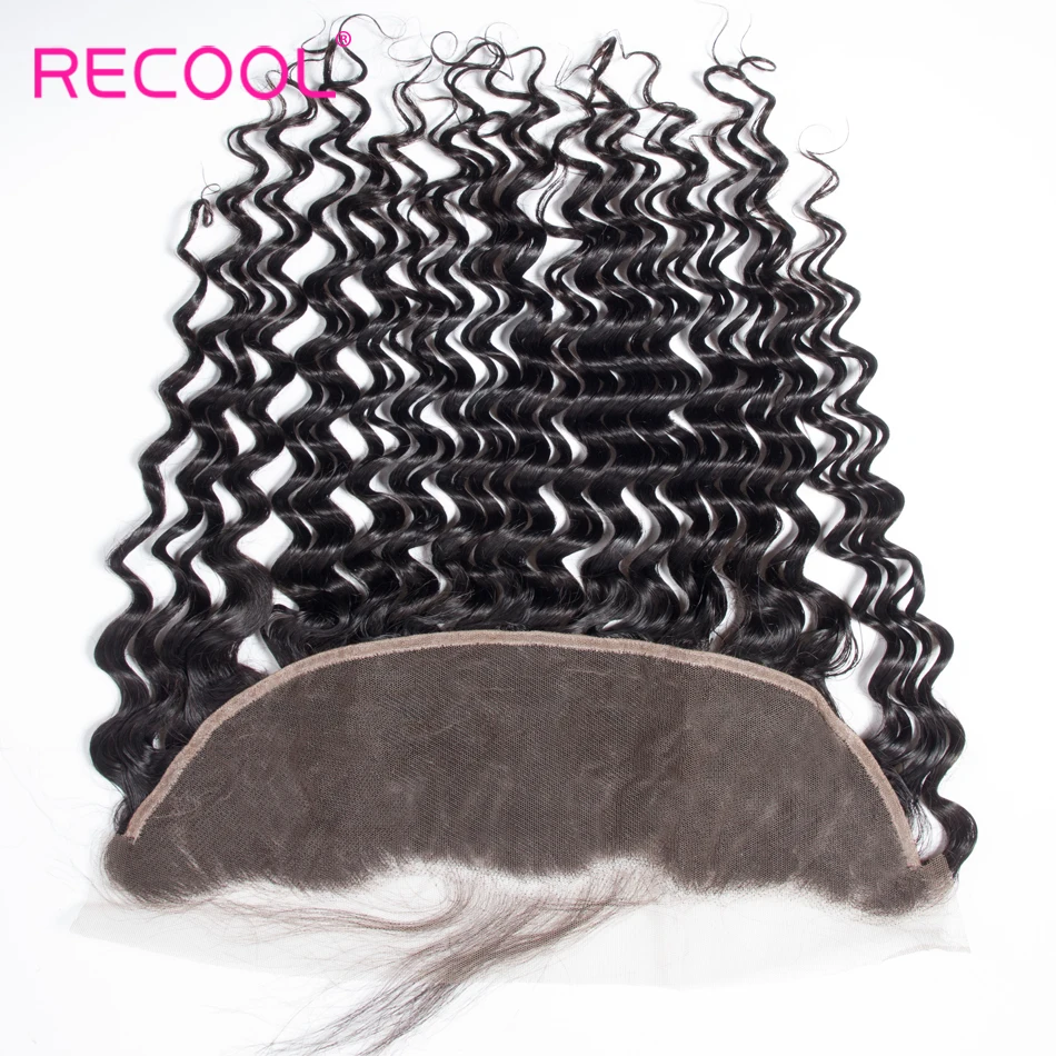 Recool волосы глубокая волна пряди с фронтальной 3 шт. Remy бразильские закрытием