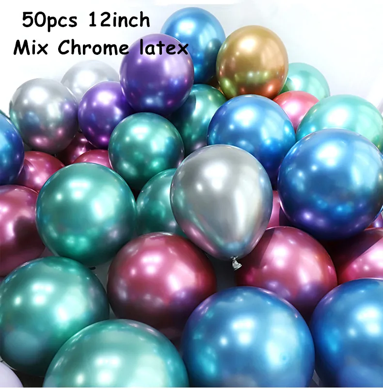 Mixed 50pcs Chrome 76 шт./лот металлик Chrome латексные гелиевые шары с днем рождения письмо воздушный шар украшения для детей и взрослых Шары поставки - Цвет: Mixed 50pcs Chrome
