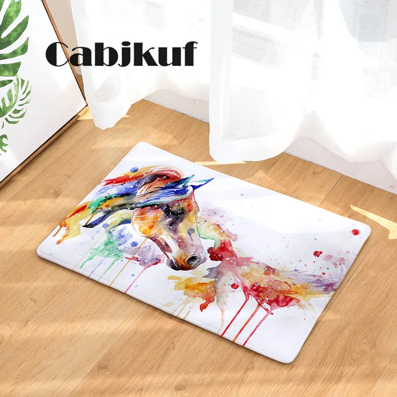 Креативные модные Нескользящие ковры с принтом лошади коврики для ванной
