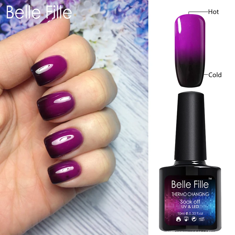 Belle Fille изменение температуры Цвет гель лак для ногтей Лаки вязаное вискозное