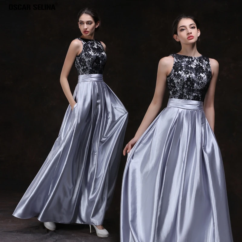 Vestido madrinha2019 new top lace satin sexy V-neck halter A Line silver bridesmaid dresses long stock wedding guest dress | Свадьбы и