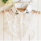 Женская рубашка с бусинами и цветком сливы, Круглый свитер, декоративная кружевная рубашка с фальшивым воротником, Женская хлопковая рубашка с цветком в форме фонтана