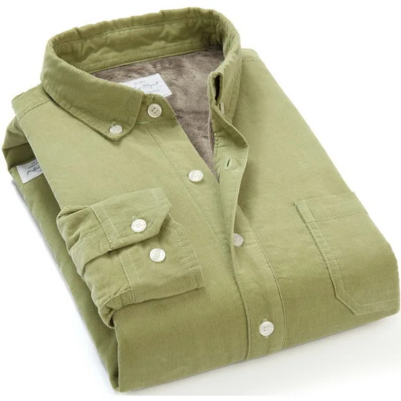 light green S-4XL зимняя мужская хлопковая Вельветовая теплая рубашка с длинными рукавами мужские бархатные толстые рубашки осенние однотонные рубашки мужские брендовые модные рубашки - Цвет: light green