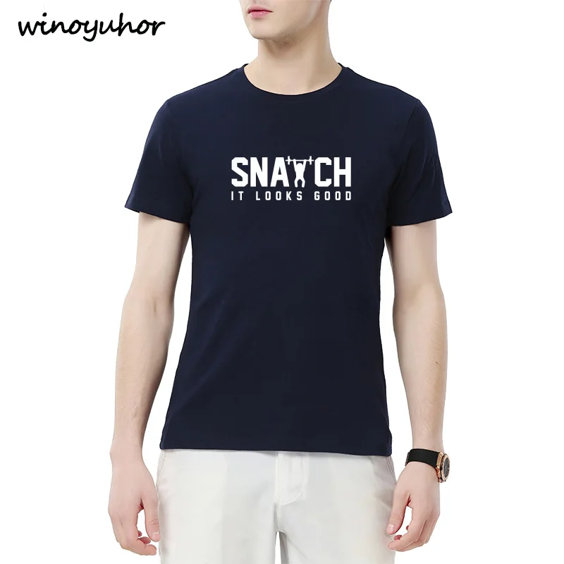 Мужская футболка с забавным принтом Snatch It Looks летняя для бодибилдинга