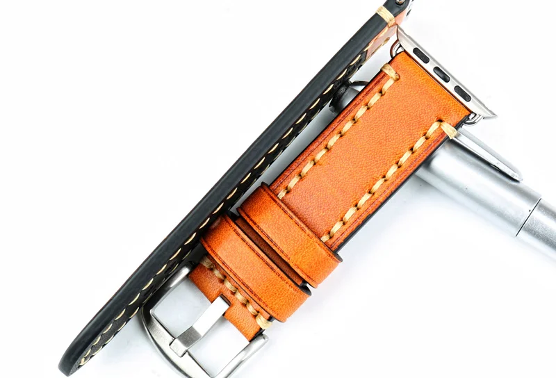 MAIKES из натуральной кожи ремешок для часов Orange Watch браслет для Apple Watch группа 44 мм 40 мм 42 мм 38 мм серии 4 3 2 iWatch