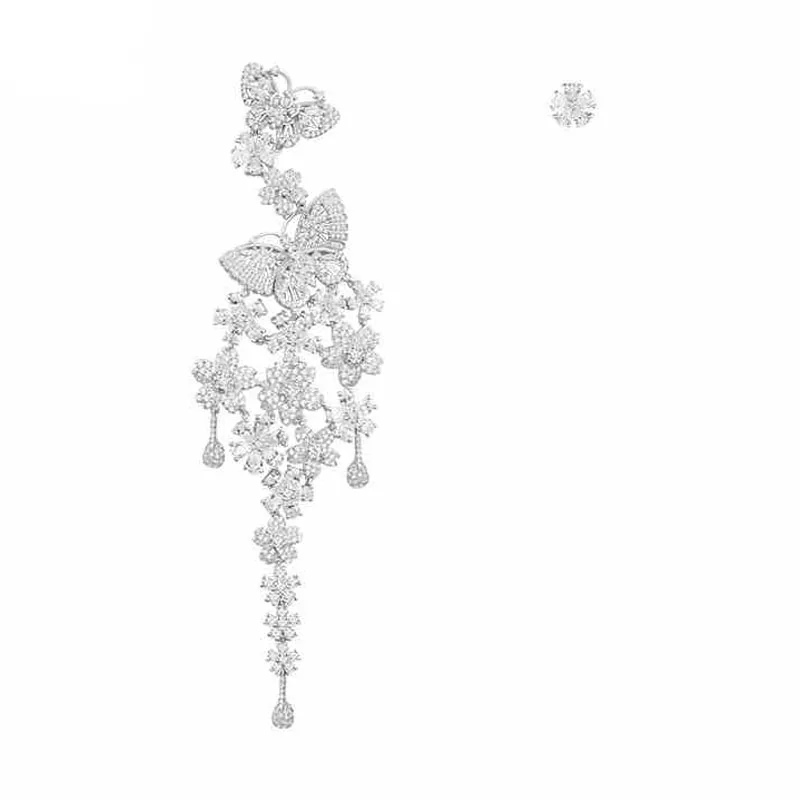 Женские асимметричные серьги бабочки SLJELY из стерлингового серебра 925 пробы с