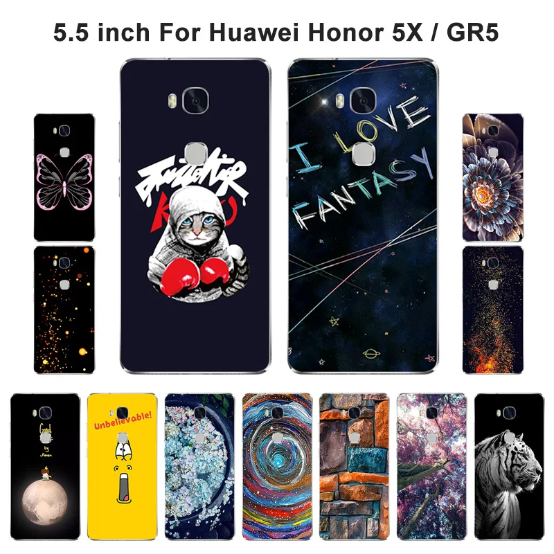 Чехол для Huawei Honor 5x ТПУ Мягкий Силиконовый Модный чехол с рисунком Honor5X Защитные