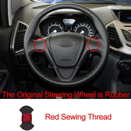 Rubber Red Ручной швейный чехол рулевого колеса автомобиля для Ford Fiesta 2008- Ecosport- Оплетка на руль - Название цвета: Rubber Red