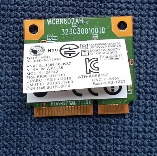 Новинка для Atheros AR5B197 AR9287 802 11 b/g/n WIFI Bluetooth 3 0 Беспроводная половинная мини PCI E карта