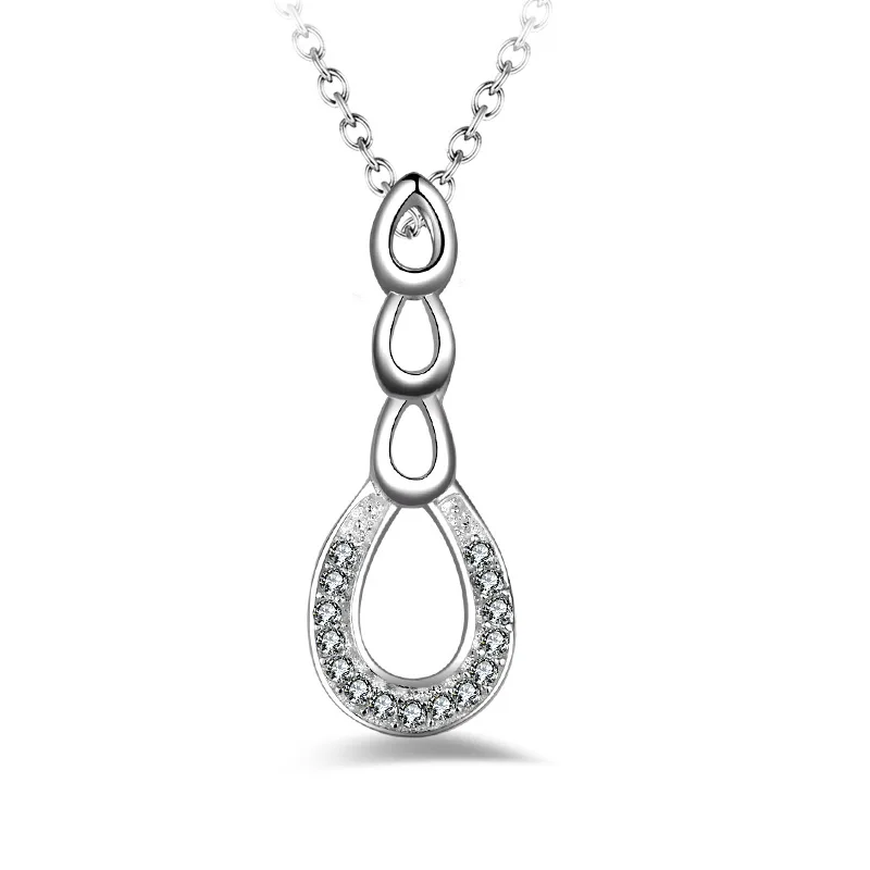 OMHXZJ Wholesale Personality Fashion OL Woman Girl Party Wedding Gift Silver Oval AAA Zircon 925 Sterling Necklace NC33 | Ювелирные