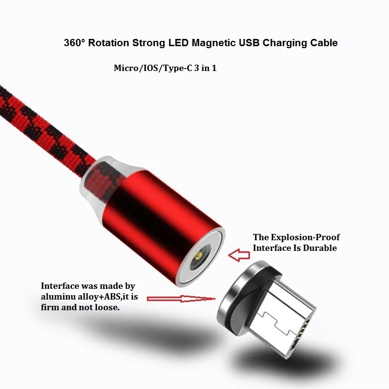 СВЕТОДИОДНЫЙ Магнитный зарядный кабель Micro USB usb type C Быстрая зарядка для iphone samsung