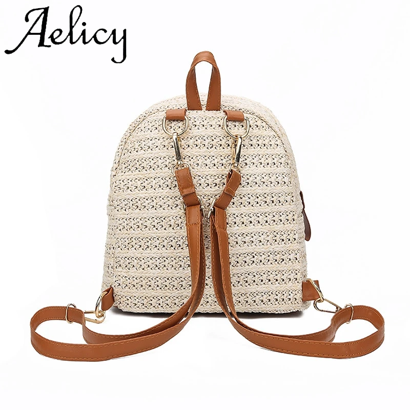 Aelicy, женская Соломенная Сумка, модная тканая мини сумка через плечо, женский рюкзак, высокое качество, Твердая Сумка, карман для телефона