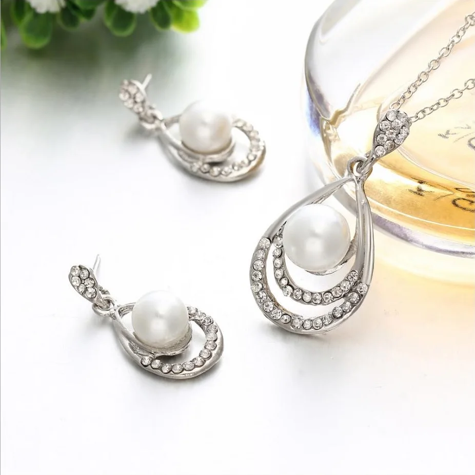 Ювелирные наборы серьги ожерелье пластиковые жемчужные аксессуары из цинкового