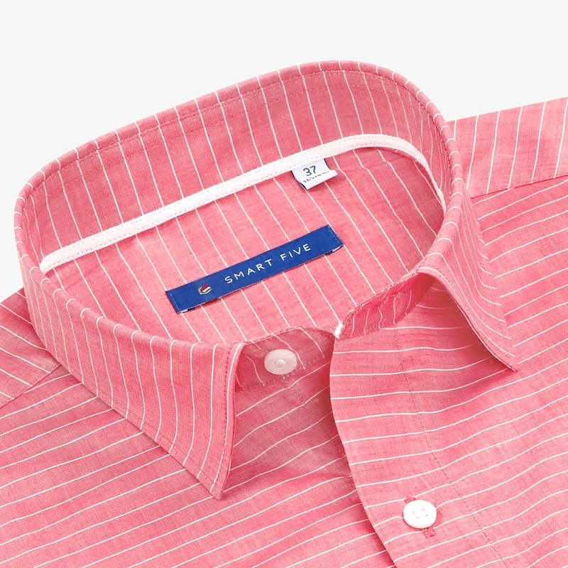 Мужские повседневные хлопковые рубашки Smart Five деловые облегающие с коротким